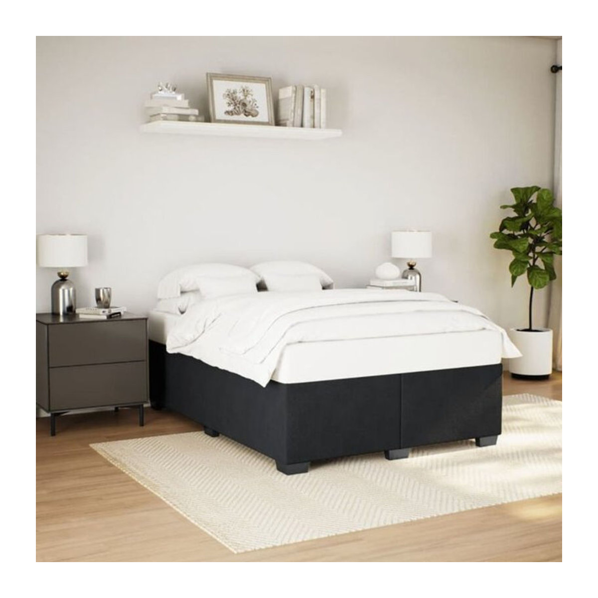 Vidaxl Polsterbett in Schwarz aus Samt und Holzwerkstoff, B/T: 140 x 200 cm - Bild 1