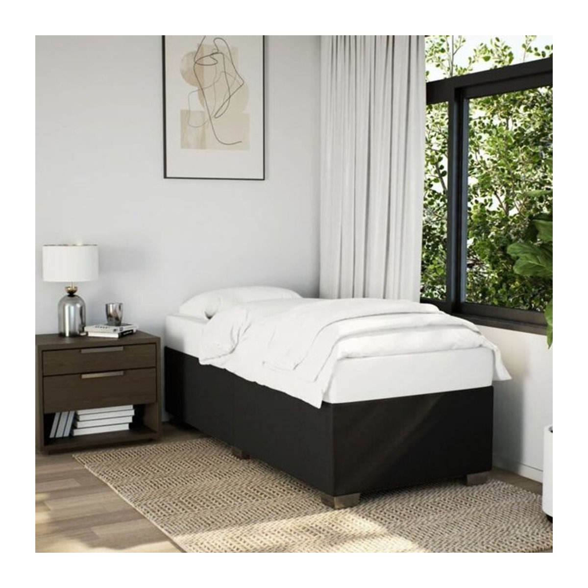 Vidaxl Polsterbett in Schwarz aus Stoff mit B/T/H: 200 x 90 x 46 cm - Bild 1
