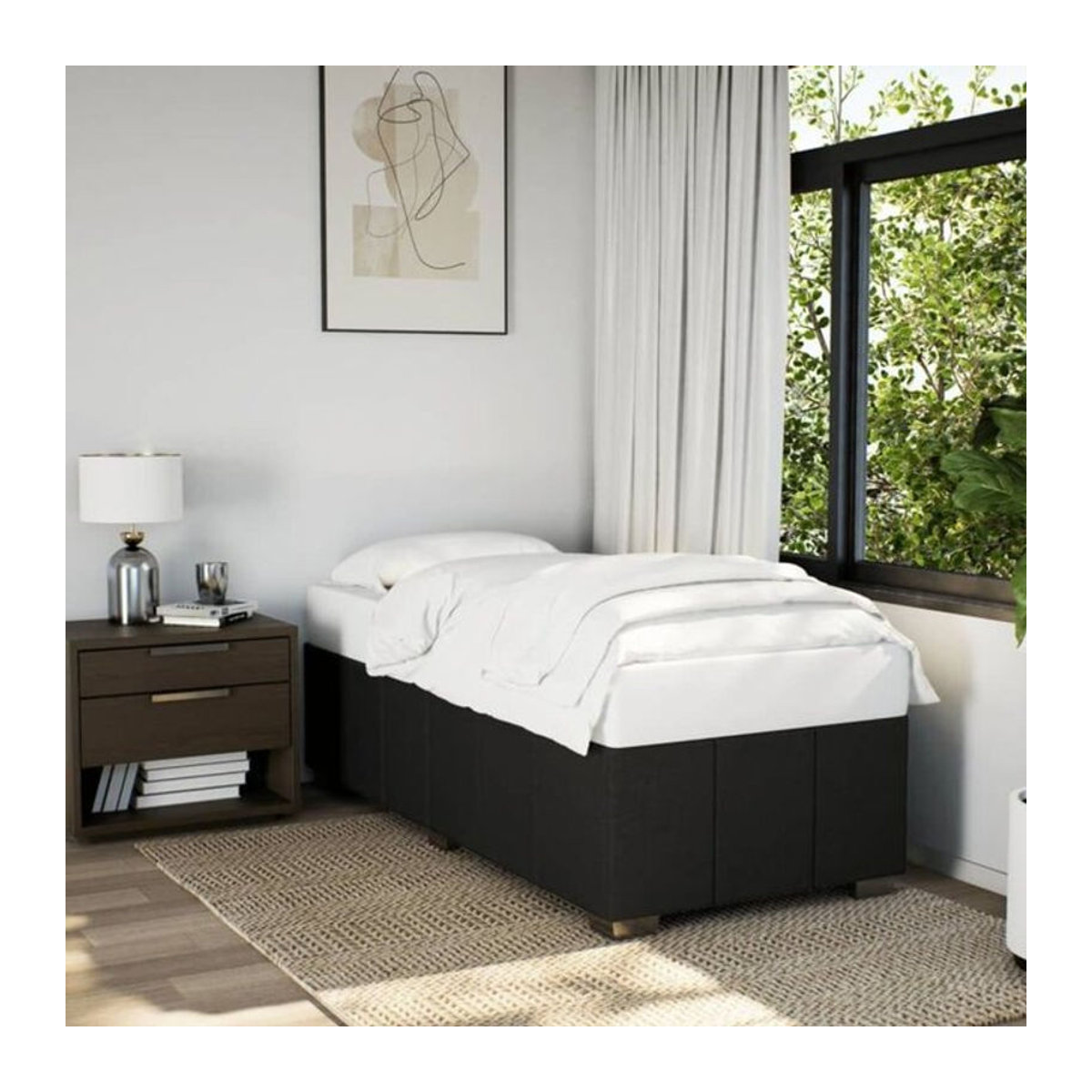Vidaxl Polsterbett in Schwarz aus Stoff mit Holzwerkstoff, B/T/H: 90 x 190 x 46 cm - Bild 1