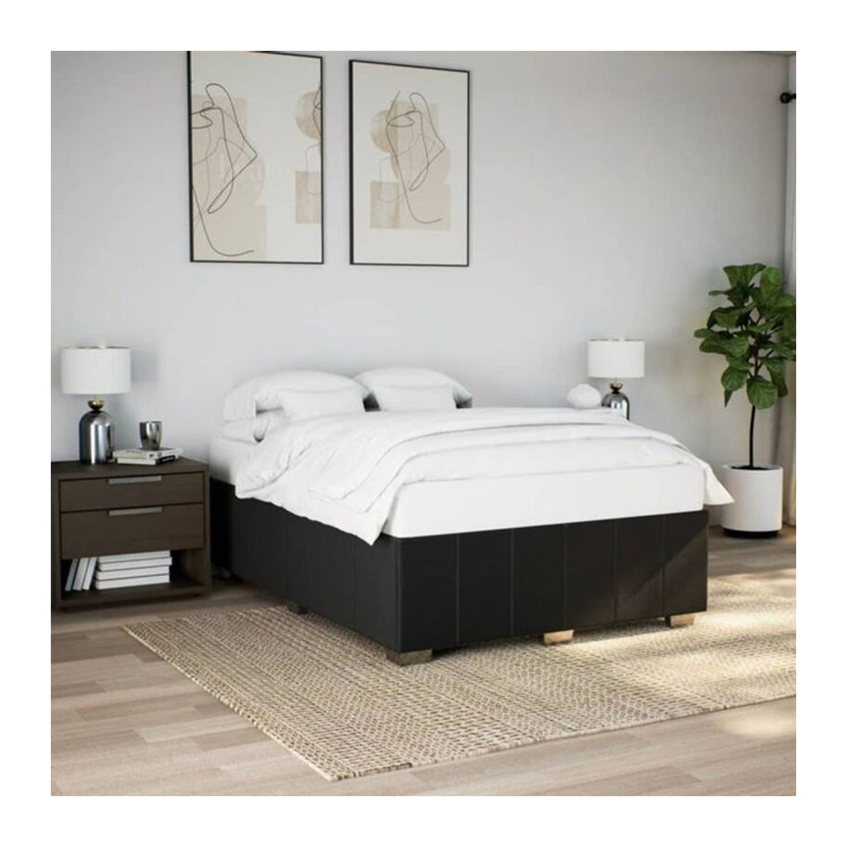 VIDAXL Polsterbett in Schwarz aus Stoff und Holzwerkstoff, Modernes Bettgestell ohne Matratze, B/T: 140 x 190 cm - Bild 1