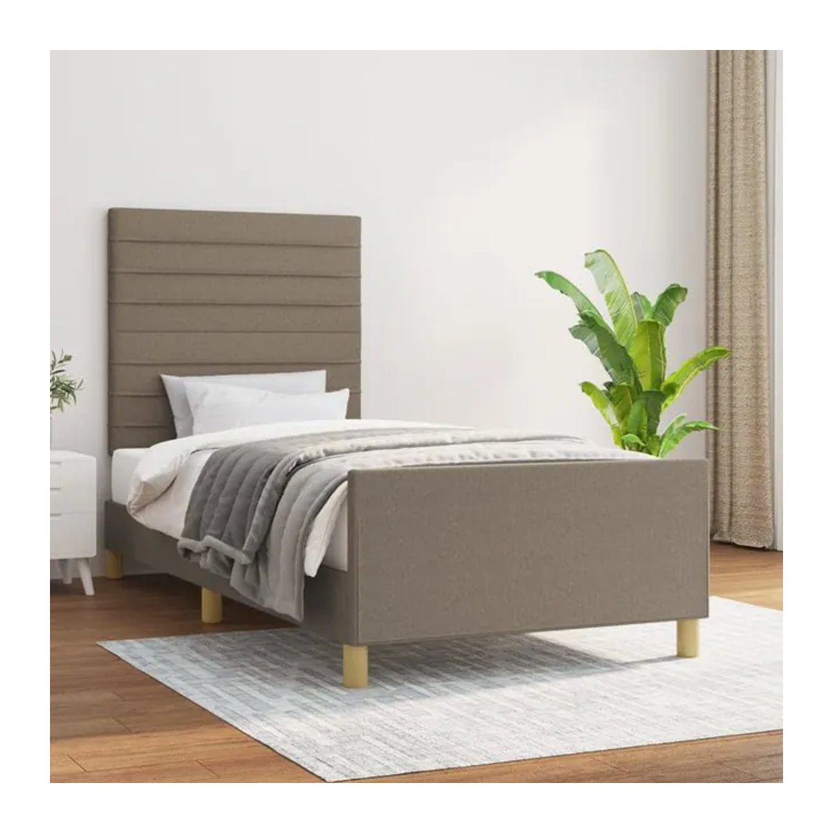Vidaxl Polsterbett in Taupe Meliert aus Stoff, Modernes Bettgestell ohne Matratze, B/T/H: 80 x 200 cm - Bild 1