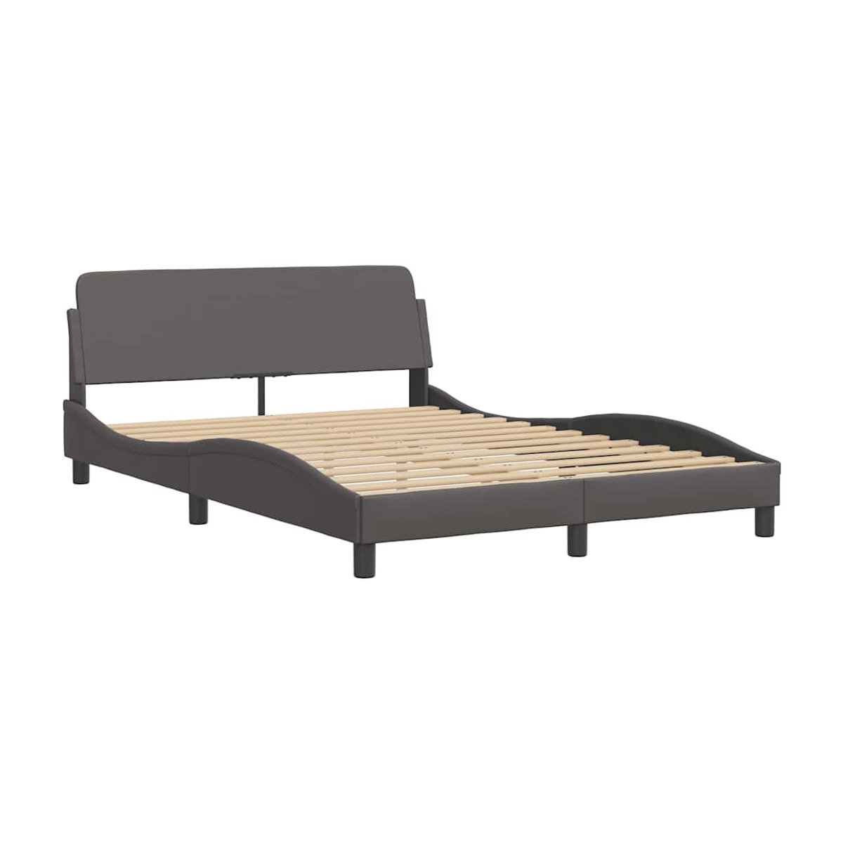 Vidaxl Polsterbett mit Kopfteil aus Kunstleder, Grau, B/T: 120 x 200 cm - Bild 2