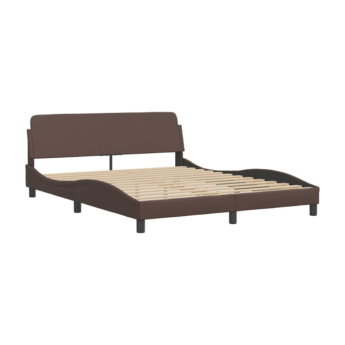 Vidaxl Polsterbett mit Kopfteil aus Kunstleder in Braun, B/T/H: 160 x 200 cm - Bild 2