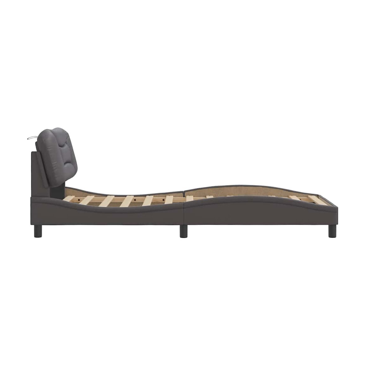 Vidaxl Polsterbett mit Kopfteil aus Kunstleder und Holzwerkstoff, Grau, B: 80 cm, L: 200 cm - Bild 2