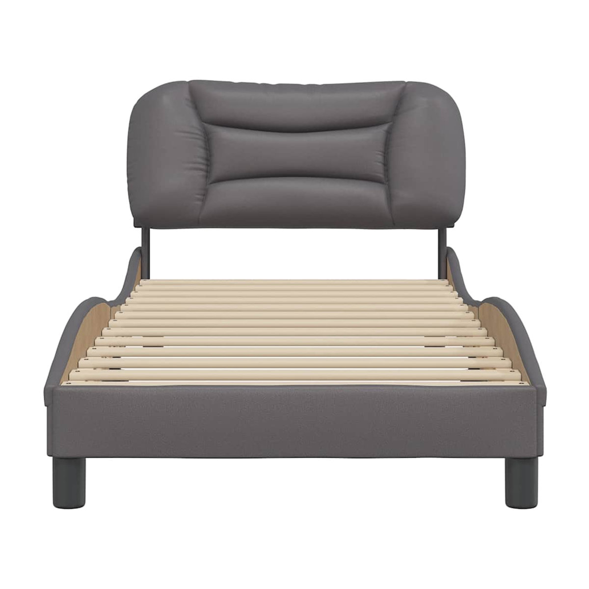 Vidaxl Polsterbett mit Kopfteil aus Kunstleder und Holzwerkstoff, Grau, B: 80 cm, L: 200 cm - Bild 3