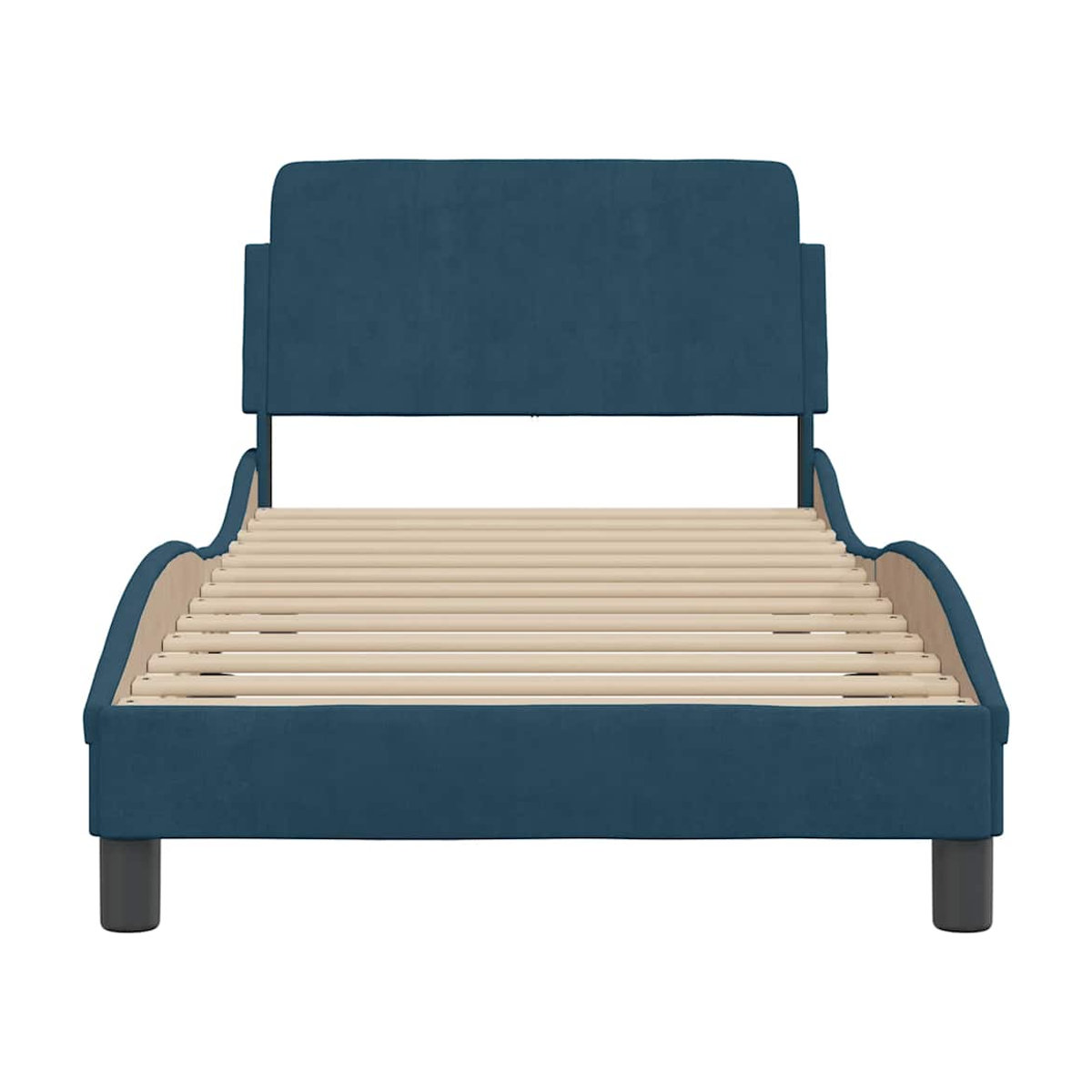 Vidaxl Polsterbett mit Kopfteil aus Samt in Blau, B/T/H: 90 x 190 cm - Bild 3