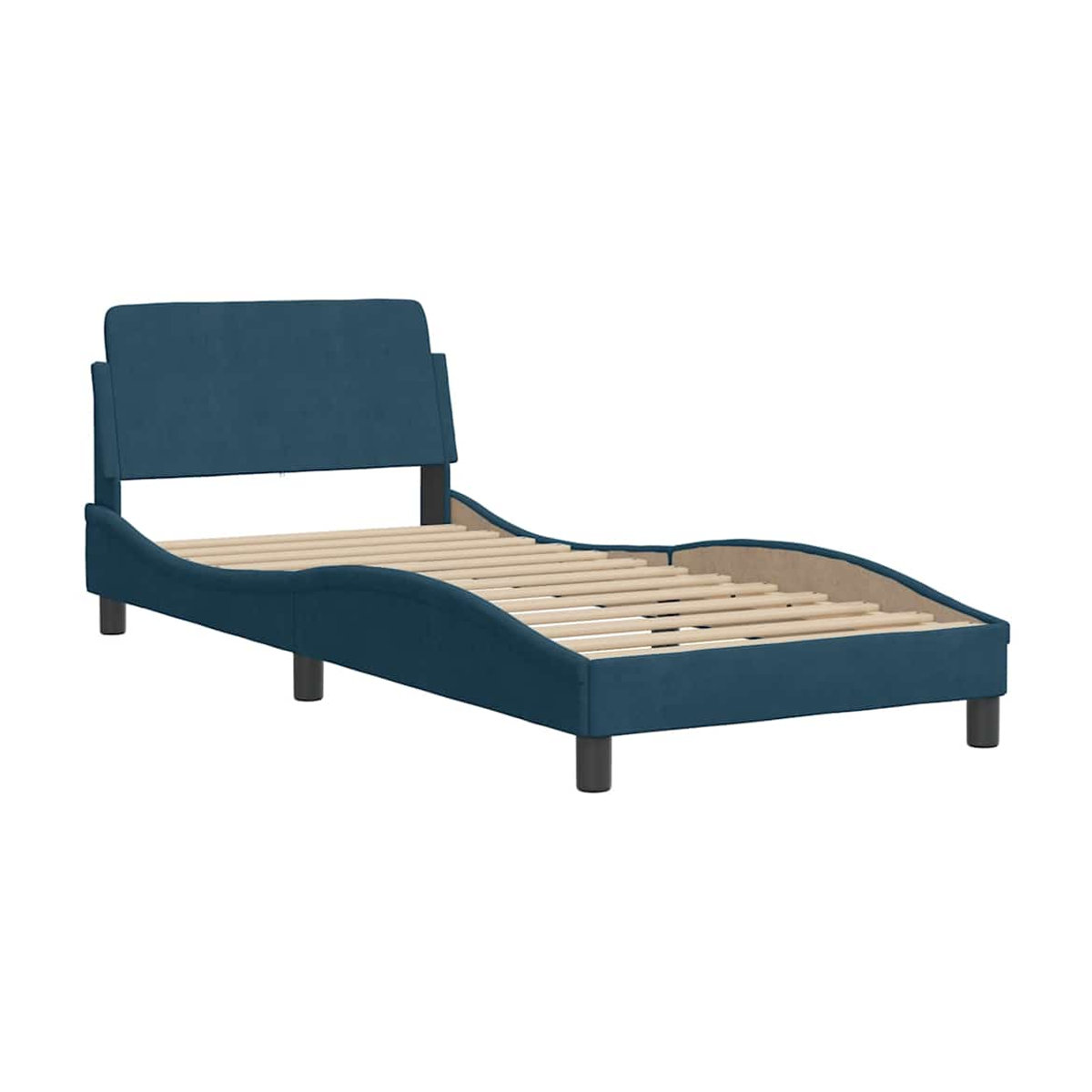 Vidaxl Polsterbett mit Kopfteil aus Samt in Blau, B/T/H: 90 x 190 cm - Bild 4