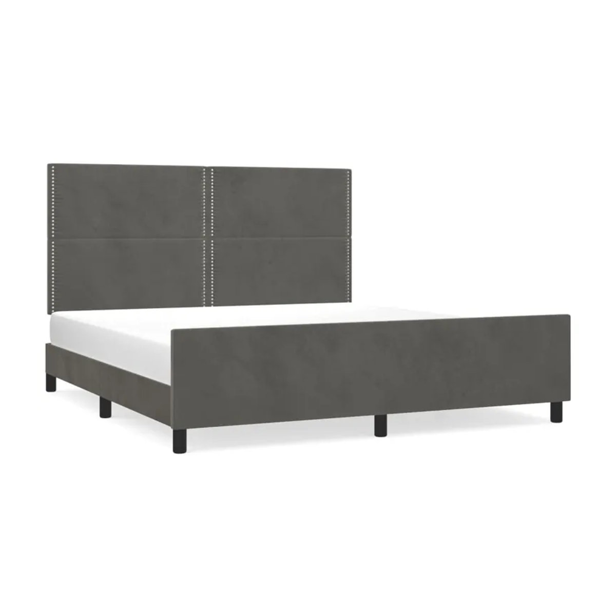 Vidaxl Polsterbett mit Kopfteil aus Samt in Grau, B/T: 180 x 200 cm - Bild 2
