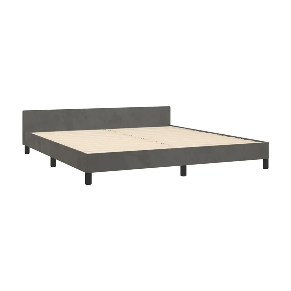 Vidaxl Polsterbett mit Kopfteil aus Samt in Grau, B/T: 180 x 200 cm - Bild 3