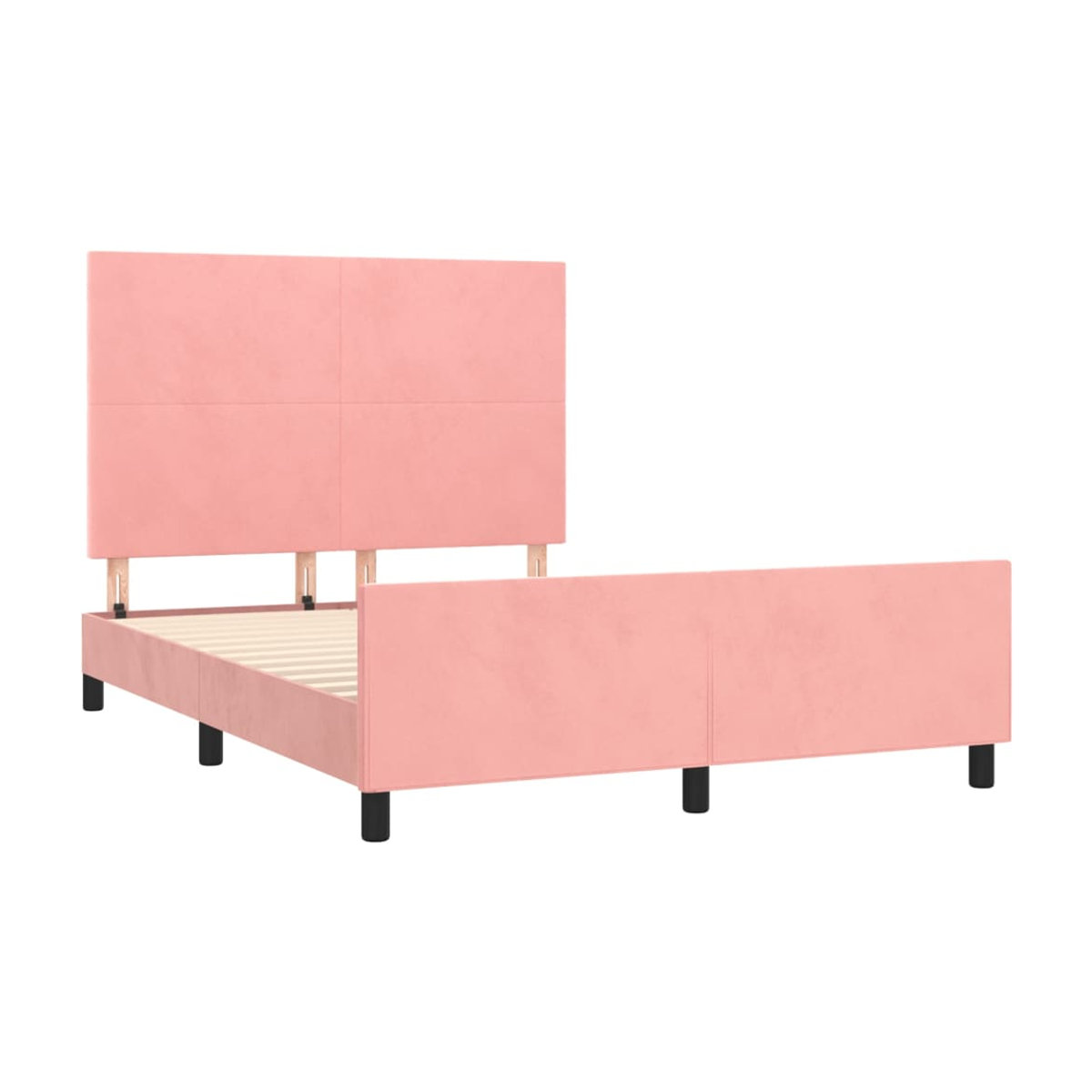 Vidaxl Polsterbett mit Kopfteil aus Samt in Rosa, B/T: 140 x 190 cm - Bild 2