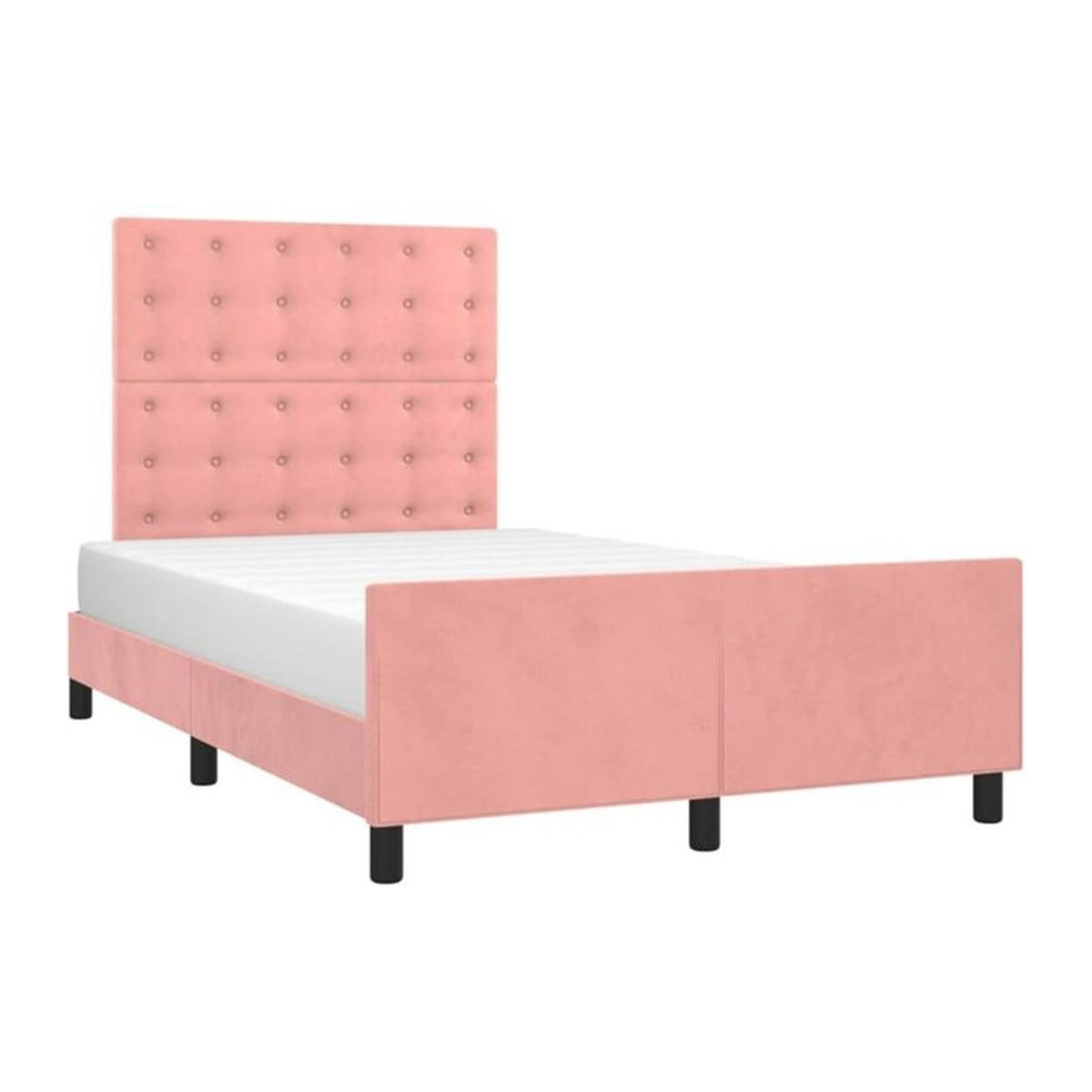 Vidaxl Polsterbett mit Kopfteil aus Samt in Rosa, B/T/H: 120 x 200 x 128 cm - Bild 1