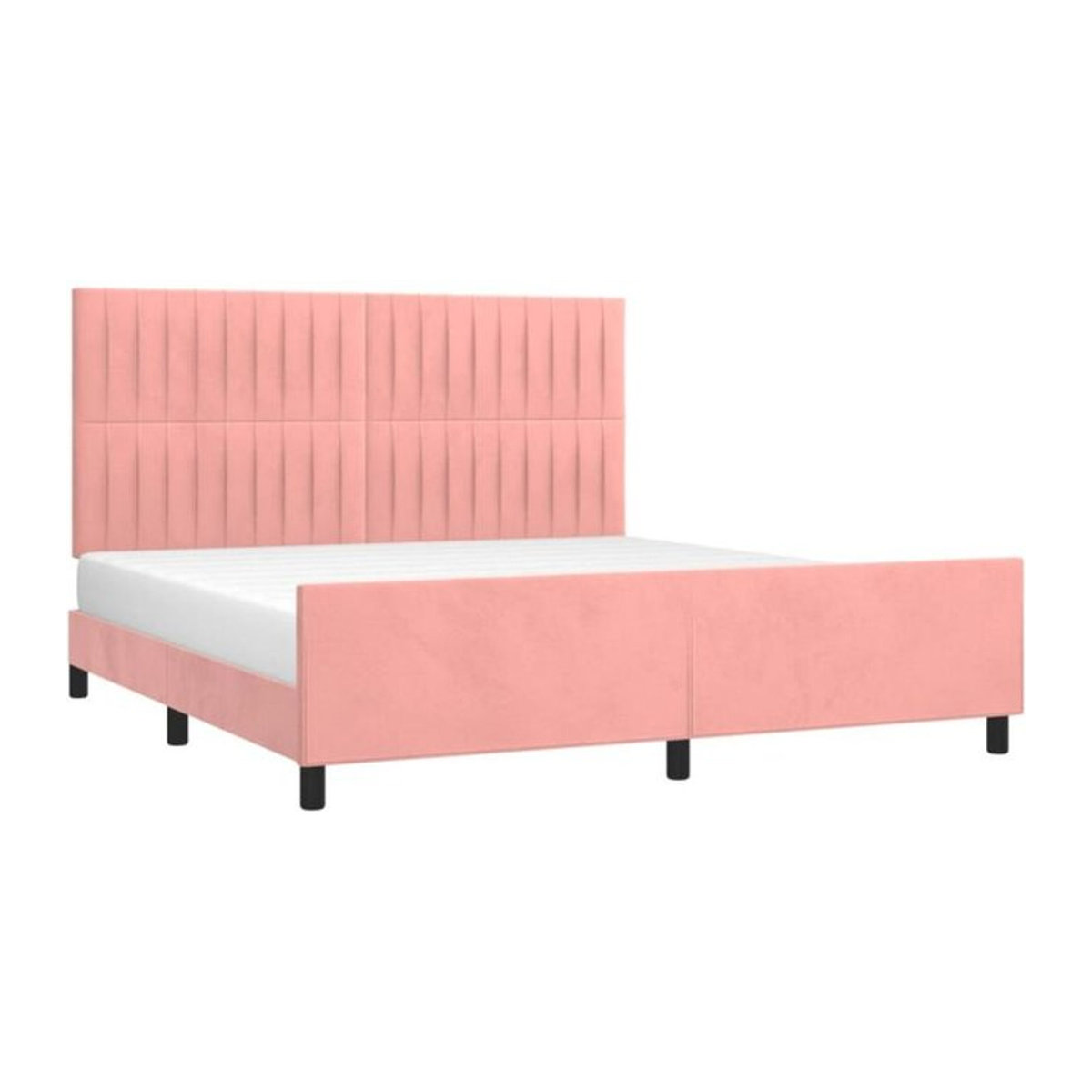 Vidaxl Polsterbett mit Kopfteil aus Samt in Rosa, B/T/H: 160 x 200 cm - Bild 1