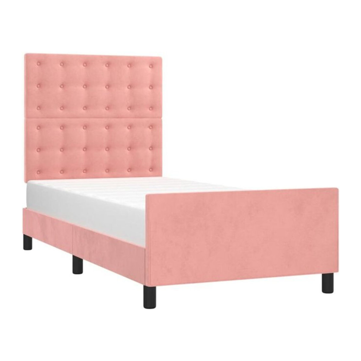 Vidaxl Polsterbett mit Kopfteil aus Samt in Rosa, B/T/H: 90 x 190 x 128 cm - Bild 1