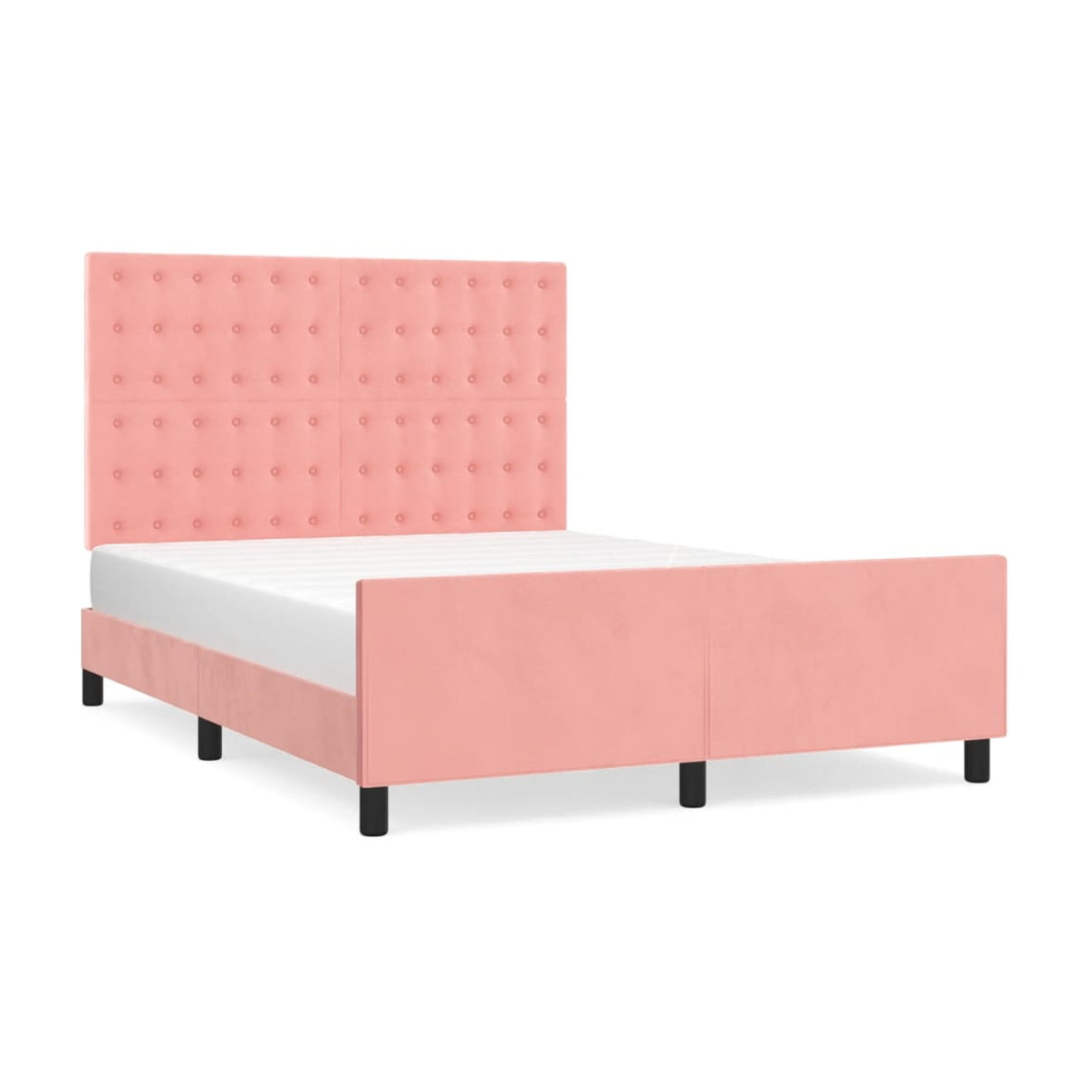 Vidaxl Polsterbett mit Kopfteil aus Samt, Rosa, B/T: 140 x 190 cm - Bild 2