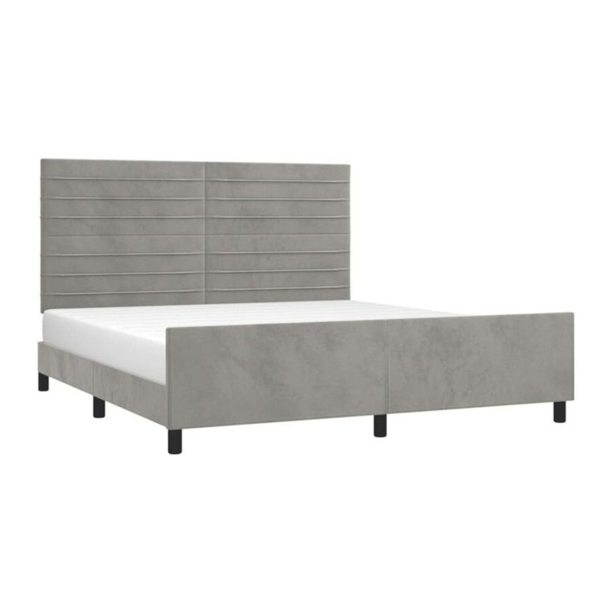 Vidaxl Polsterbett mit Kopfteil aus Samt und Massivholz in Grau, B/T/H: 180 x 200 cm - Bild 1