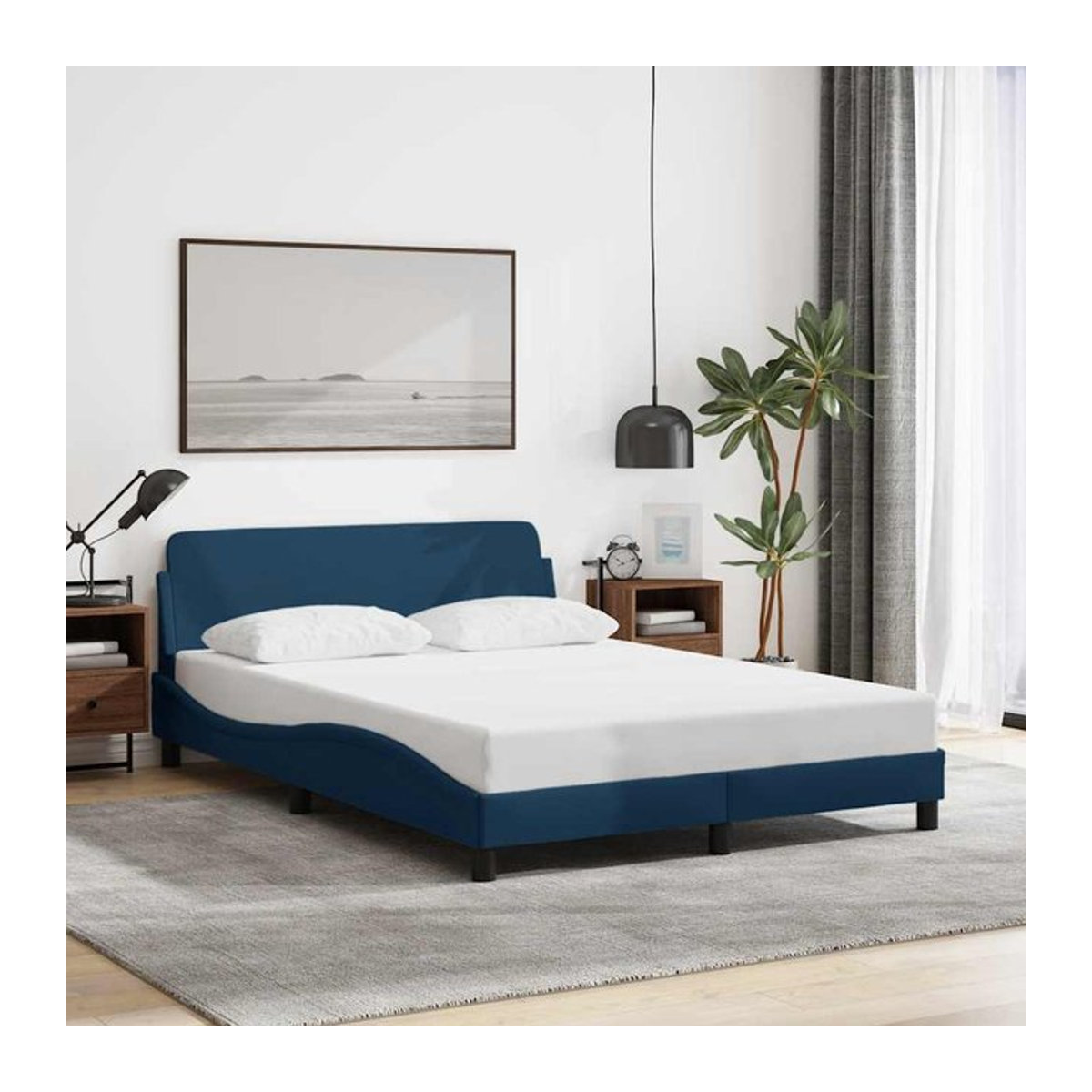 Vidaxl Polsterbett mit Kopfteil in Blau, B/T/H: 120 x 200 cm - Bild 1