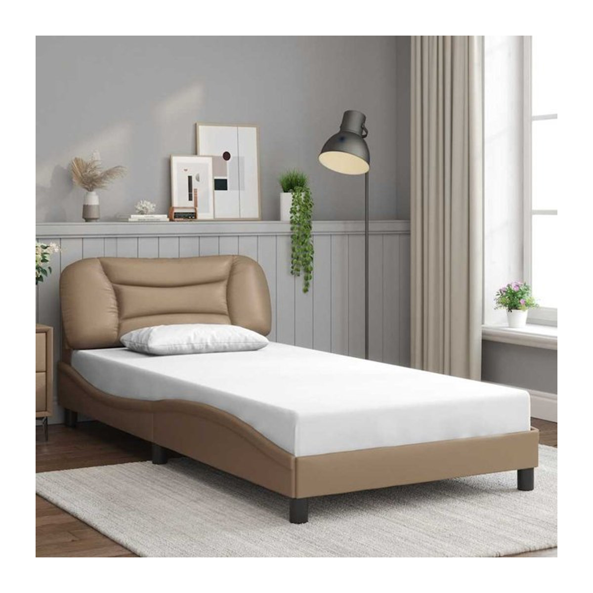 Vidaxl Polsterbett mit Kopfteil in Braun aus Kunstleder, B/T: 100 x 200 cm - Bild 1