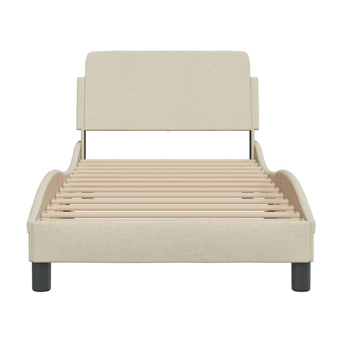 Vidaxl Polsterbett mit Kopfteil in Cremefarben, Modernes Stoffbett ohne Matratze, B/T/H: 90 x 200 cm - Bild 2