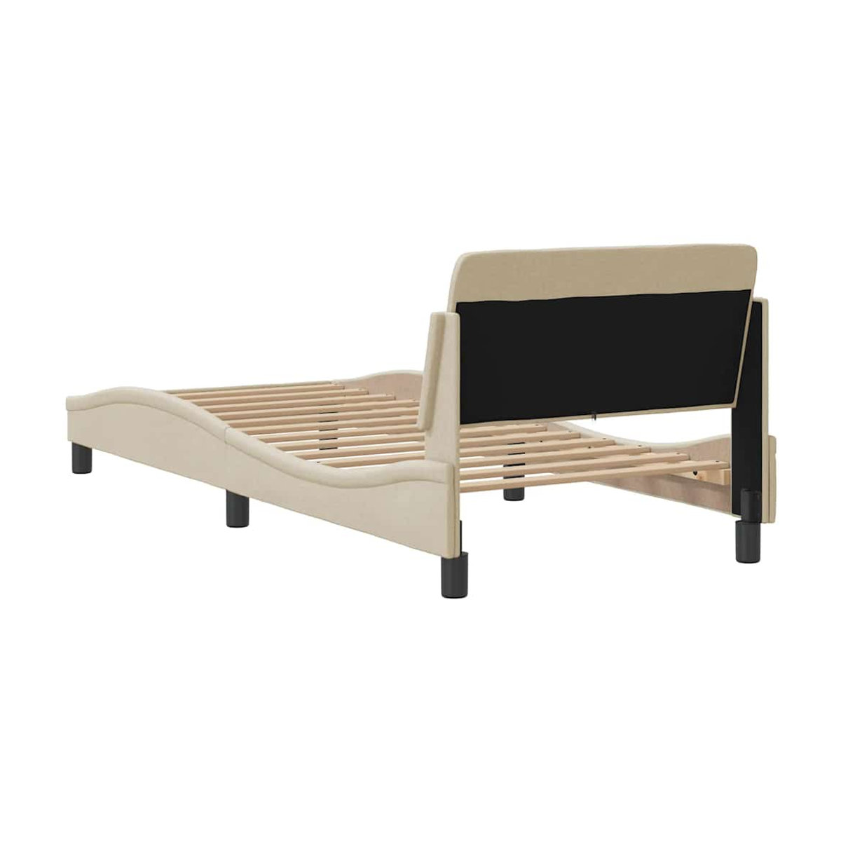 Vidaxl Polsterbett mit Kopfteil in Cremefarben, Modernes Stoffbett ohne Matratze, B/T/H: 90 x 200 cm - Bild 3