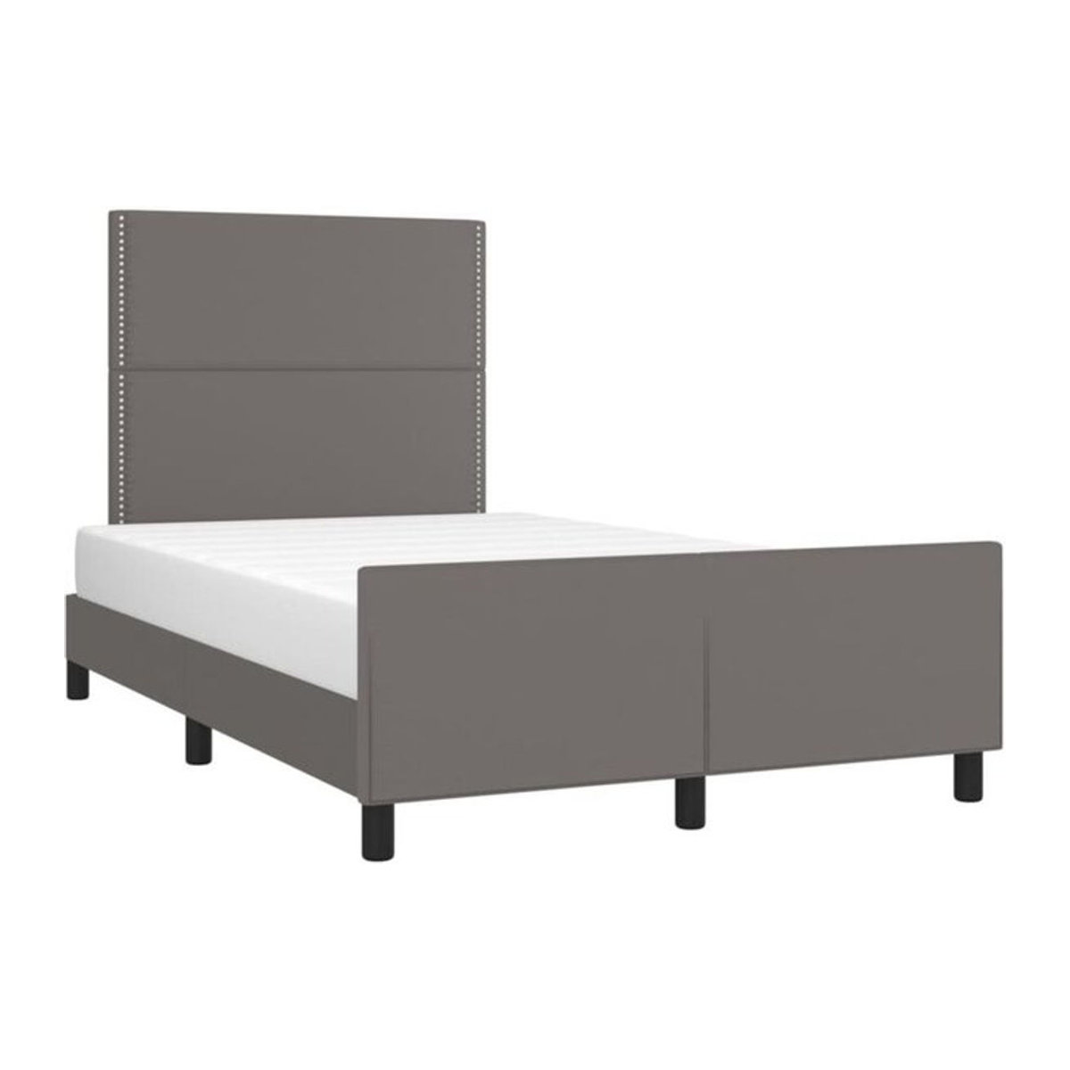 vidaxl Polsterbett mit Kopfteil in Grau aus Kunstleder und Holzwerkstoff, B/T/H: 120 x 200 x 128 cm - Bild 1