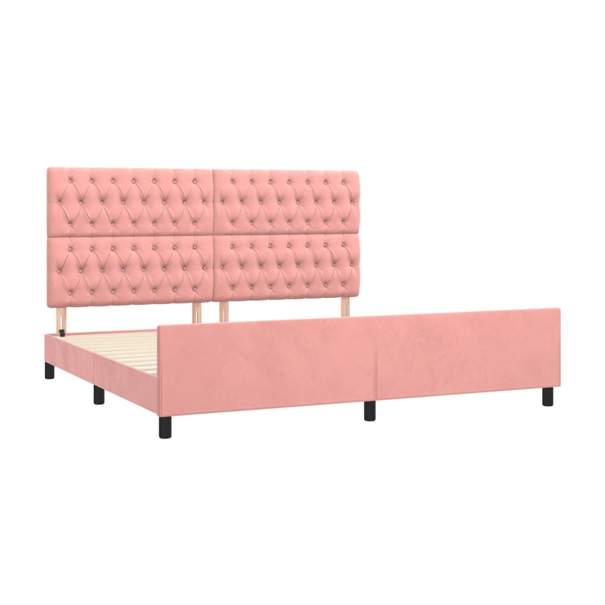 Vidaxl Polsterbett mit Kopfteil in Rosa aus Samt, B/T: 200 x 200 cm - Bild 2