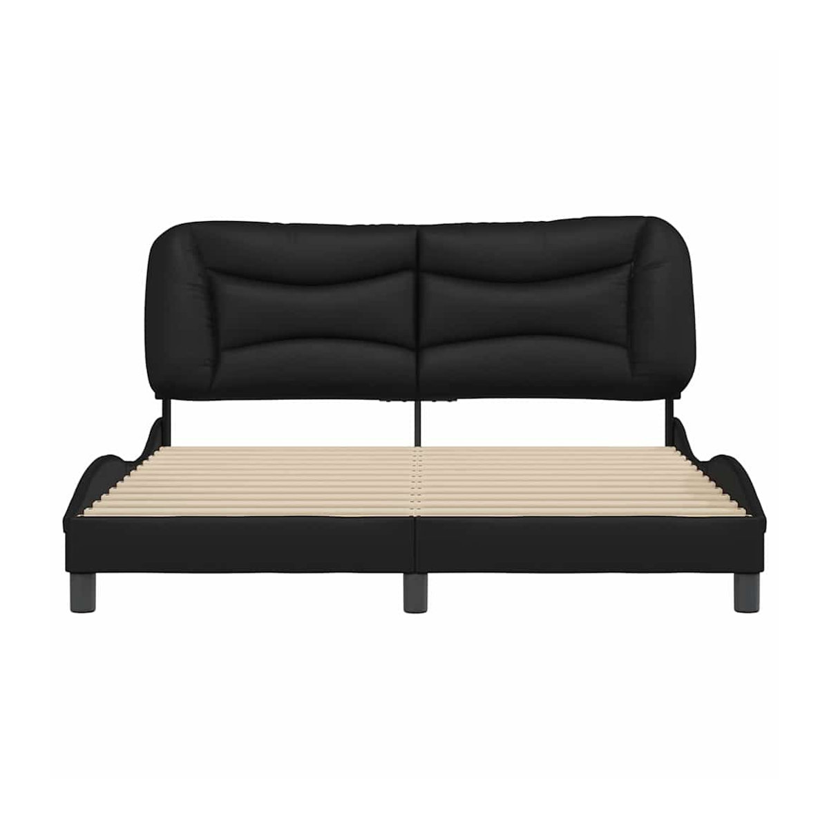 Vidaxl Polsterbett mit Kopfteil in Schwarz aus Kunstleder, B/T: 160 x 200 cm - Bild 2