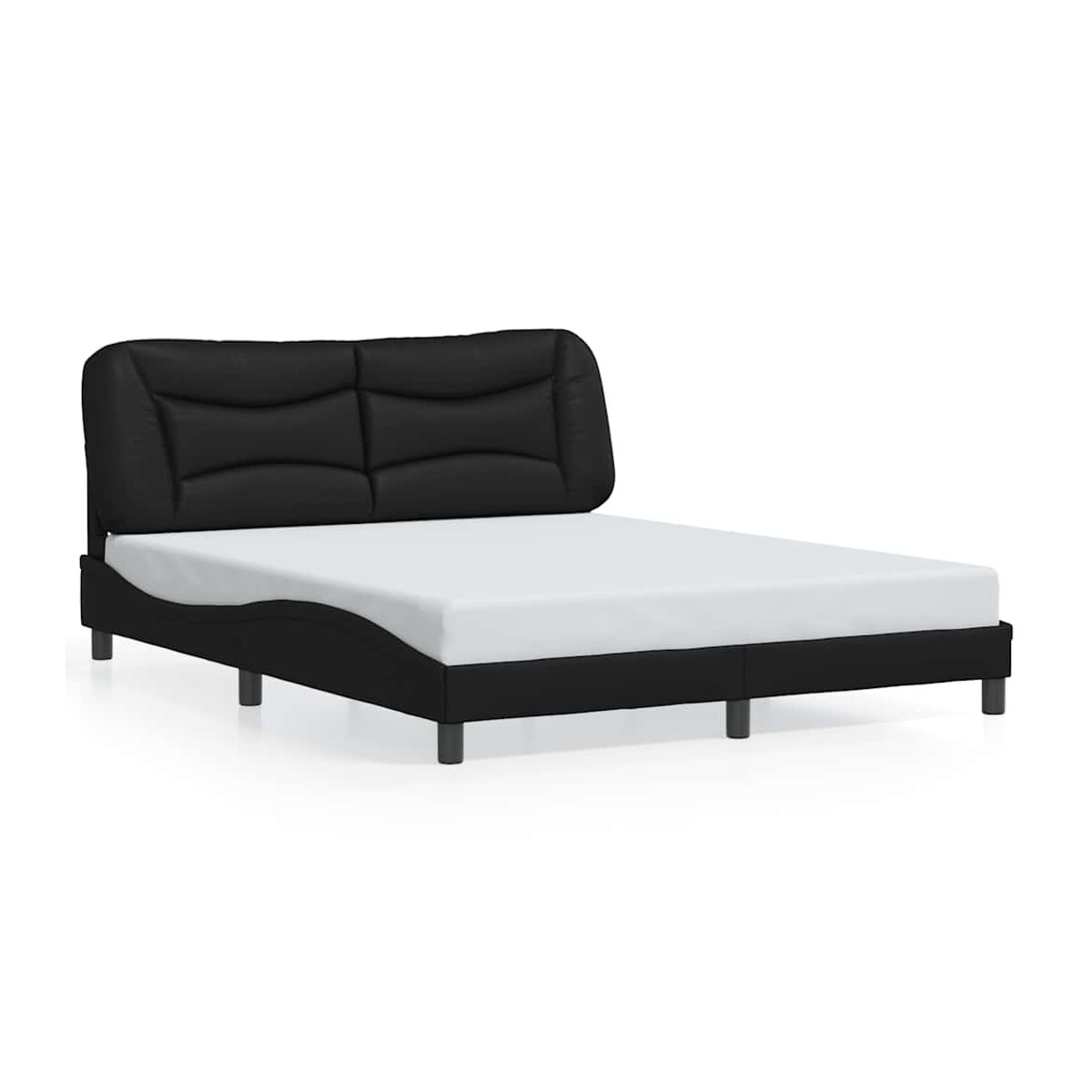 Vidaxl Polsterbett mit Kopfteil in Schwarz aus Kunstleder, B/T: 160 x 200 cm - Bild 4