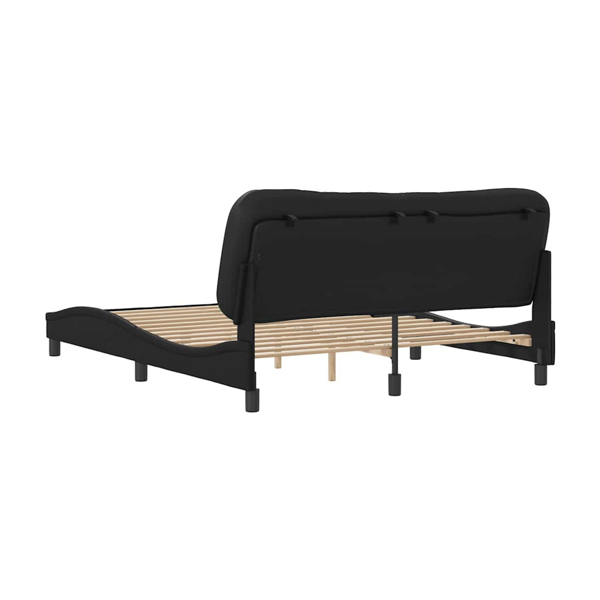 Vidaxl Polsterbett mit Kopfteil in Schwarz aus Kunstleder, B/T: 160 x 200 cm - Bild 6