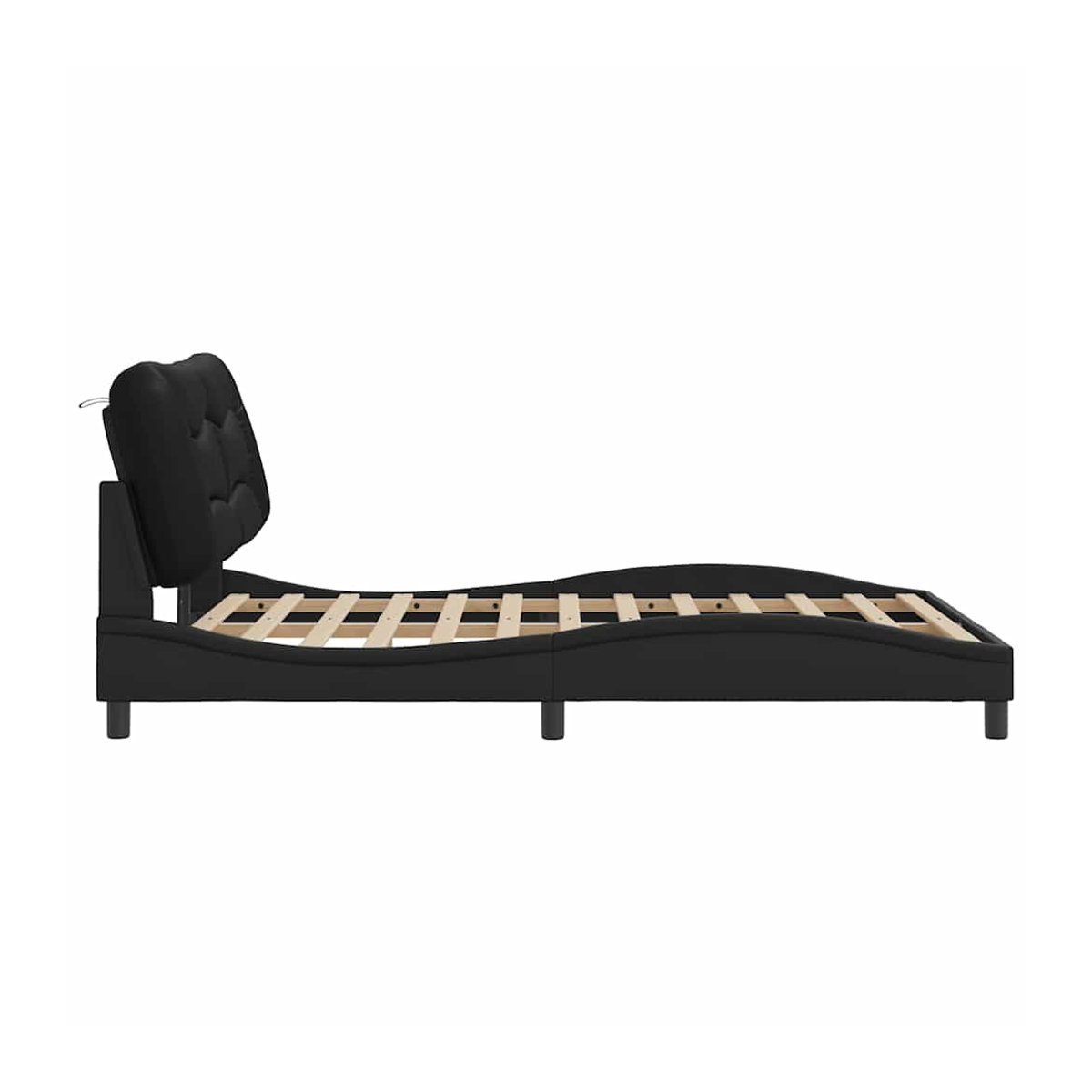 Vidaxl Polsterbett mit Kopfteil in Schwarz aus Kunstleder und Holzwerkstoff, B: 140 cm, L: 190 cm - Bild 2