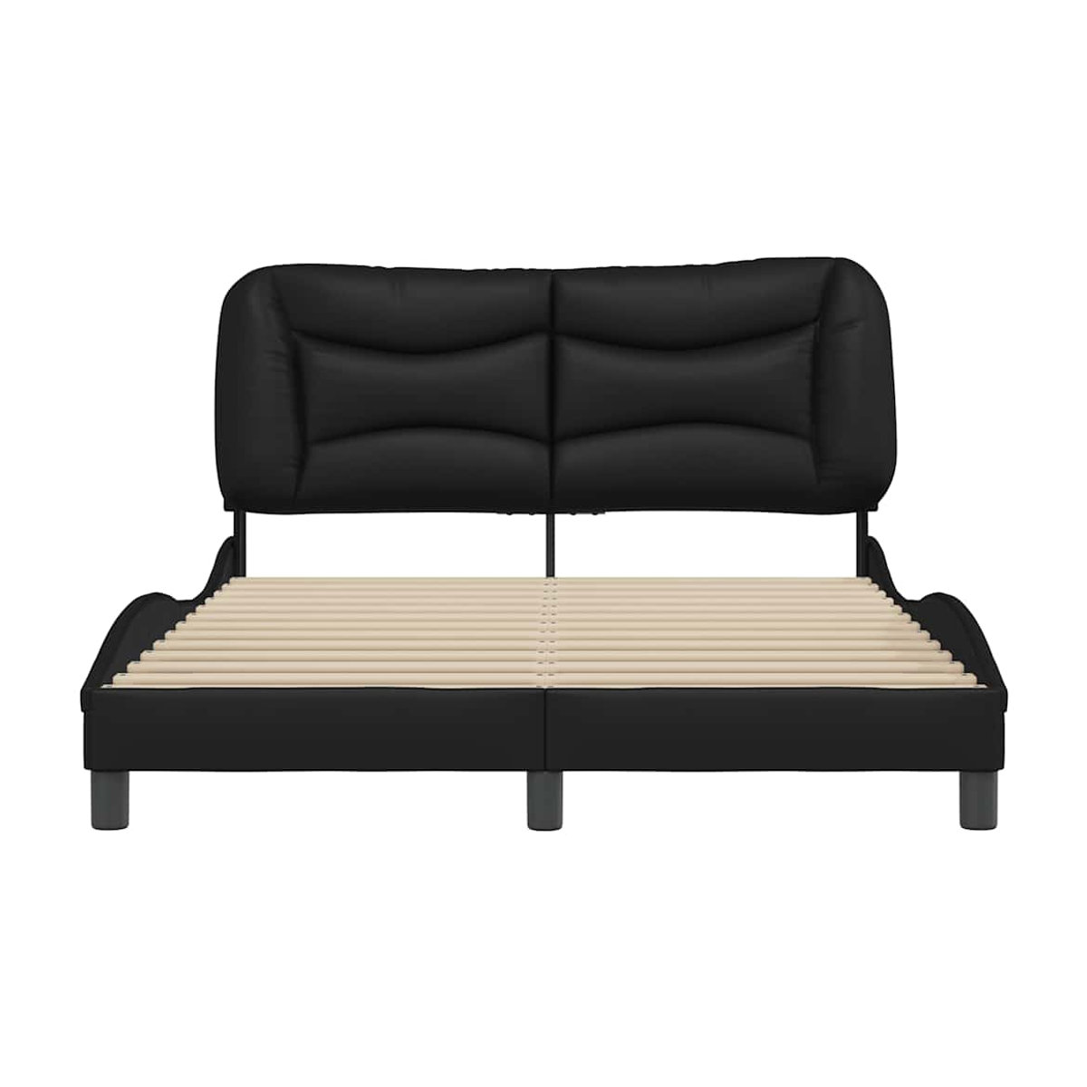 Vidaxl Polsterbett mit Kopfteil in Schwarz aus Kunstleder und Holzwerkstoff, B: 140 cm, L: 190 cm - Bild 3
