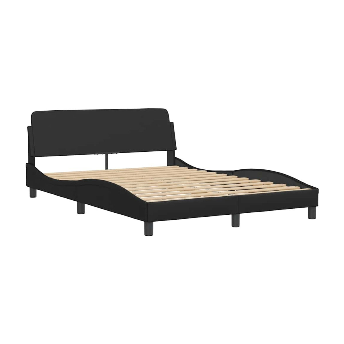 Vidaxl Polsterbett mit Kopfteil in Schwarz aus Kunstleder und Holzwerkstoff, B: 140 cm, L: 190 cm - Bild 4