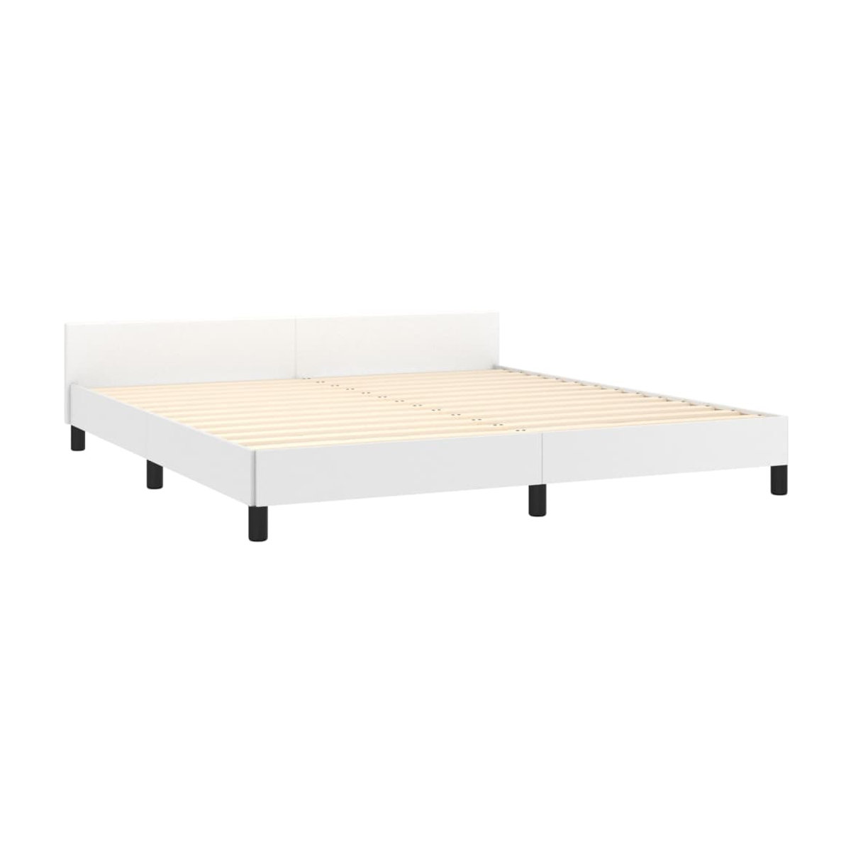 Vidaxl Polsterbett mit Kopfteil in Weiß aus Kunstleder, B: 160 cm, L: 200 cm - Bild 2
