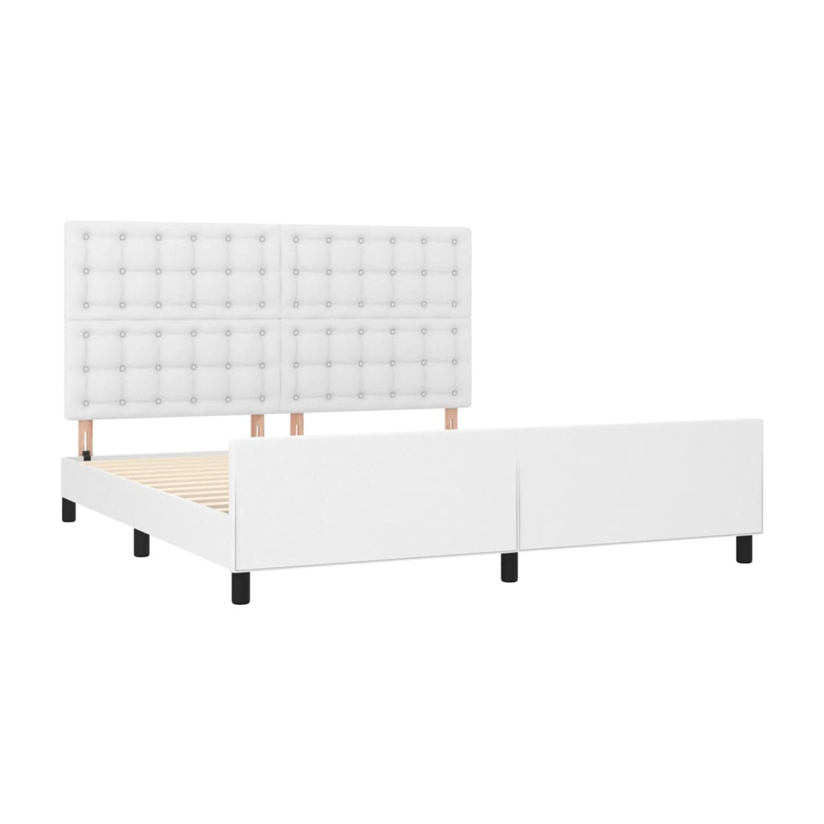 Vidaxl Polsterbett mit Kopfteil in Weiß aus Kunstleder, B/T: 160 x 200 cm - Bild 2