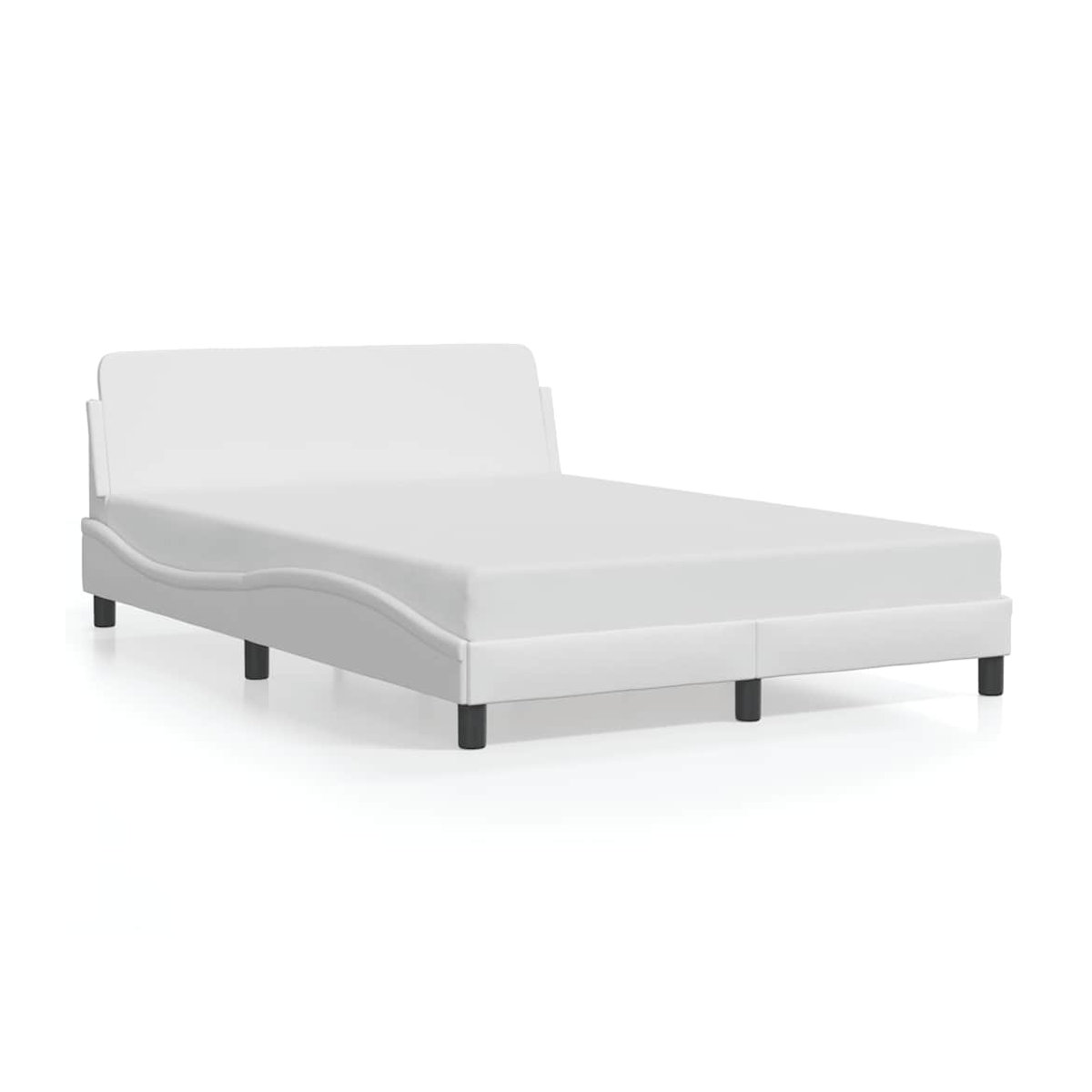 Vidaxl Polsterbett mit Kopfteil in Weiß, Modernes Bettgestell aus Kunstleder, B: 120 cm, L: 200 cm - Bild 2