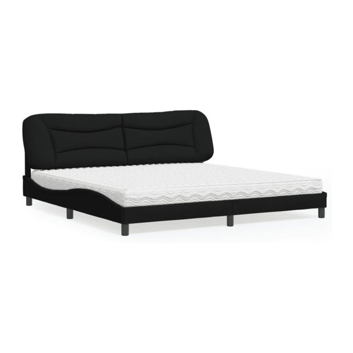Vidaxl Polsterbett mit Matratze in Schwarz und Weiß aus Stoff und Metall, Modern, B/T: 200 x 200 cm - Bild 1