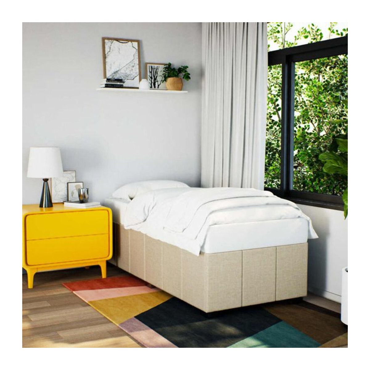 Vidaxl Polsterbett Modern in Beige aus Stoff und Holzwerkstoff, B/T/H: 90 x 200 cm - Bild 1