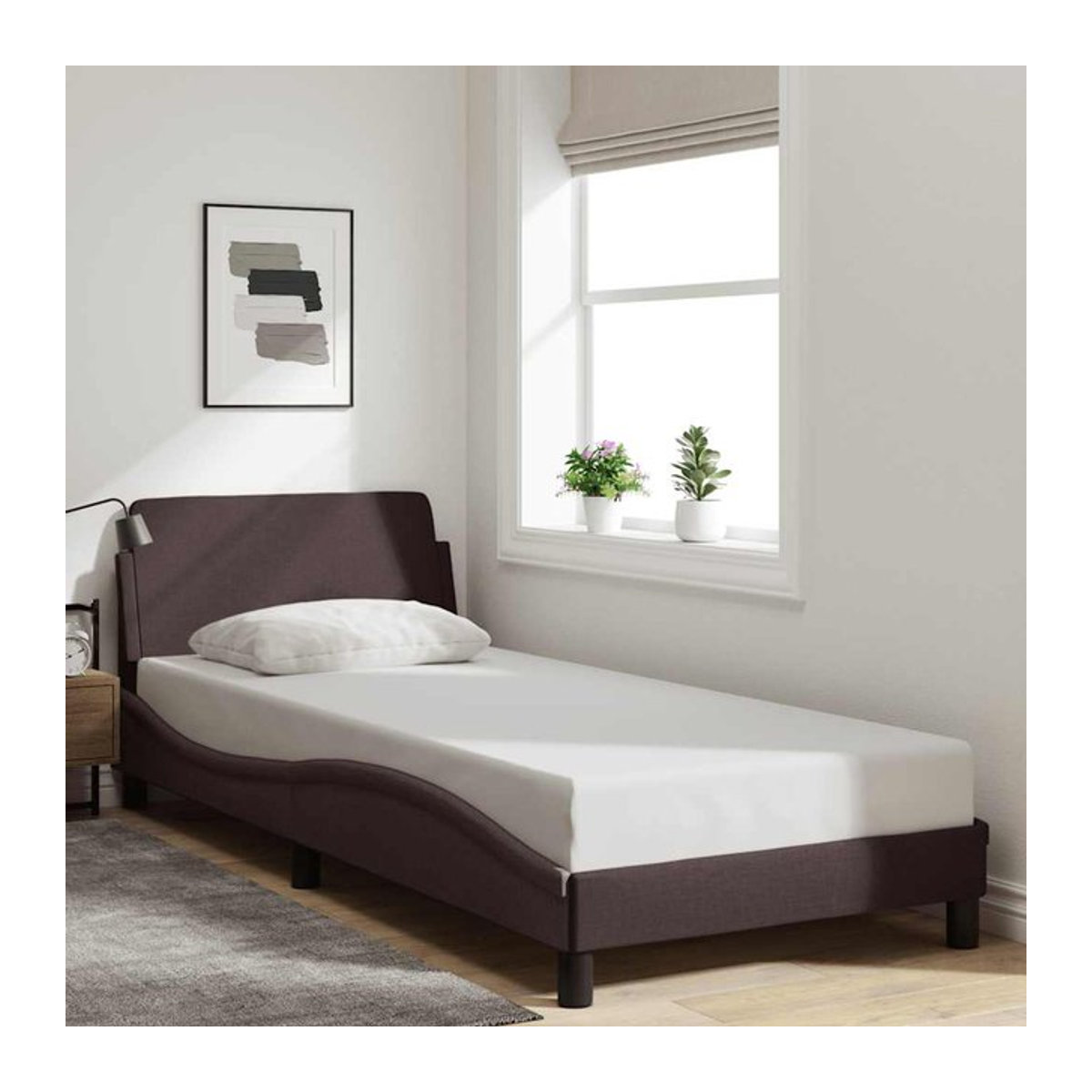 Vidaxl Polsterbett Modern in Braun aus Stoff, B/T: 90 x 200 cm - Bild 1