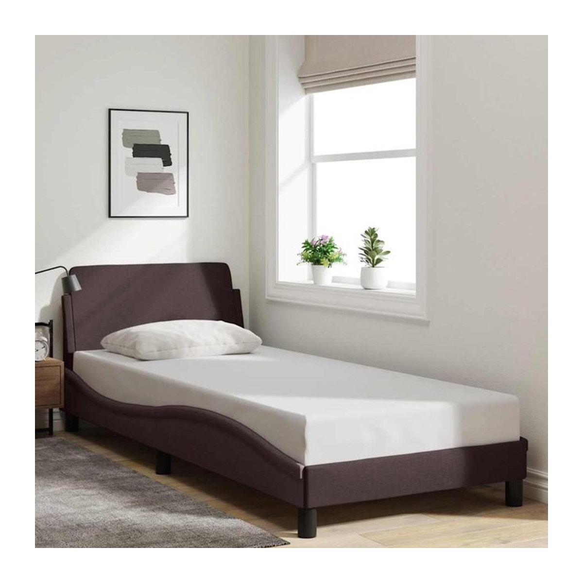 Vidaxl Polsterbett Modern in Braun mit Stoffbezug, B/T: 80 x 200 cm - Bild 1