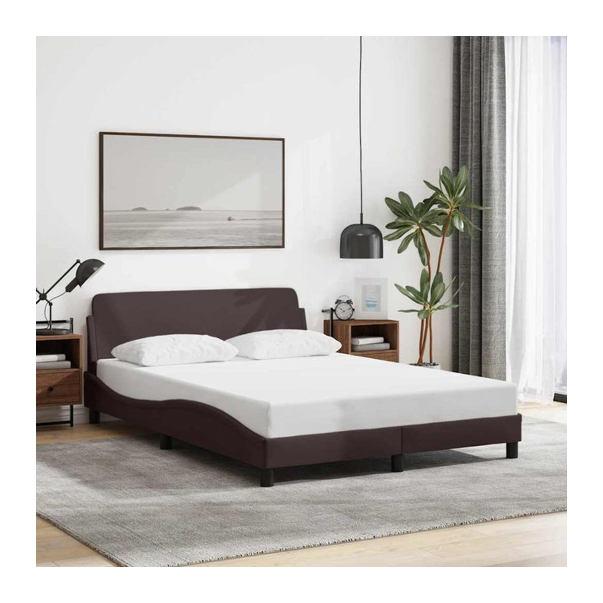 Vidaxl Polsterbett Modern in Braun mit Stoffbezug, B/T/H: 120 x 200 cm - Bild 1