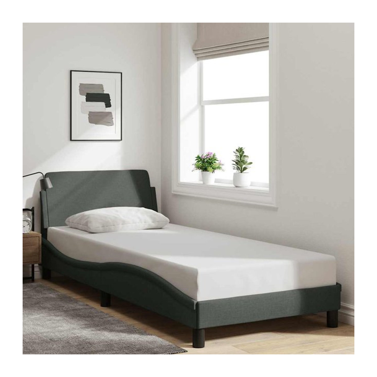 Vidaxl Polsterbett Modern in Grau, Stoffbezogen, B: 80 cm, L: 200 cm - Bild 1