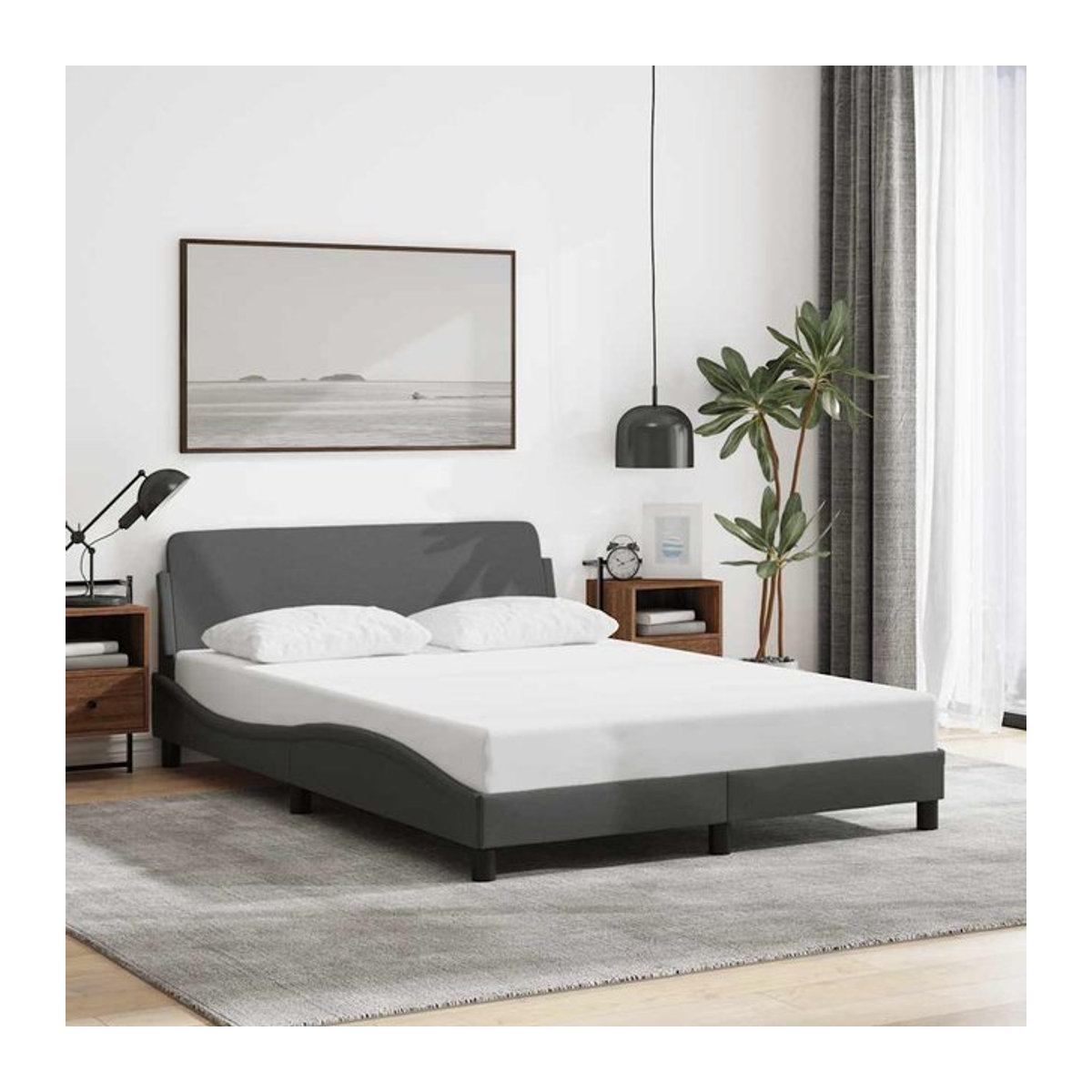 Vidaxl Polsterbett Modern in Grau, Stoffbezogen, B/T/H: 120 x 200 cm - Bild 1