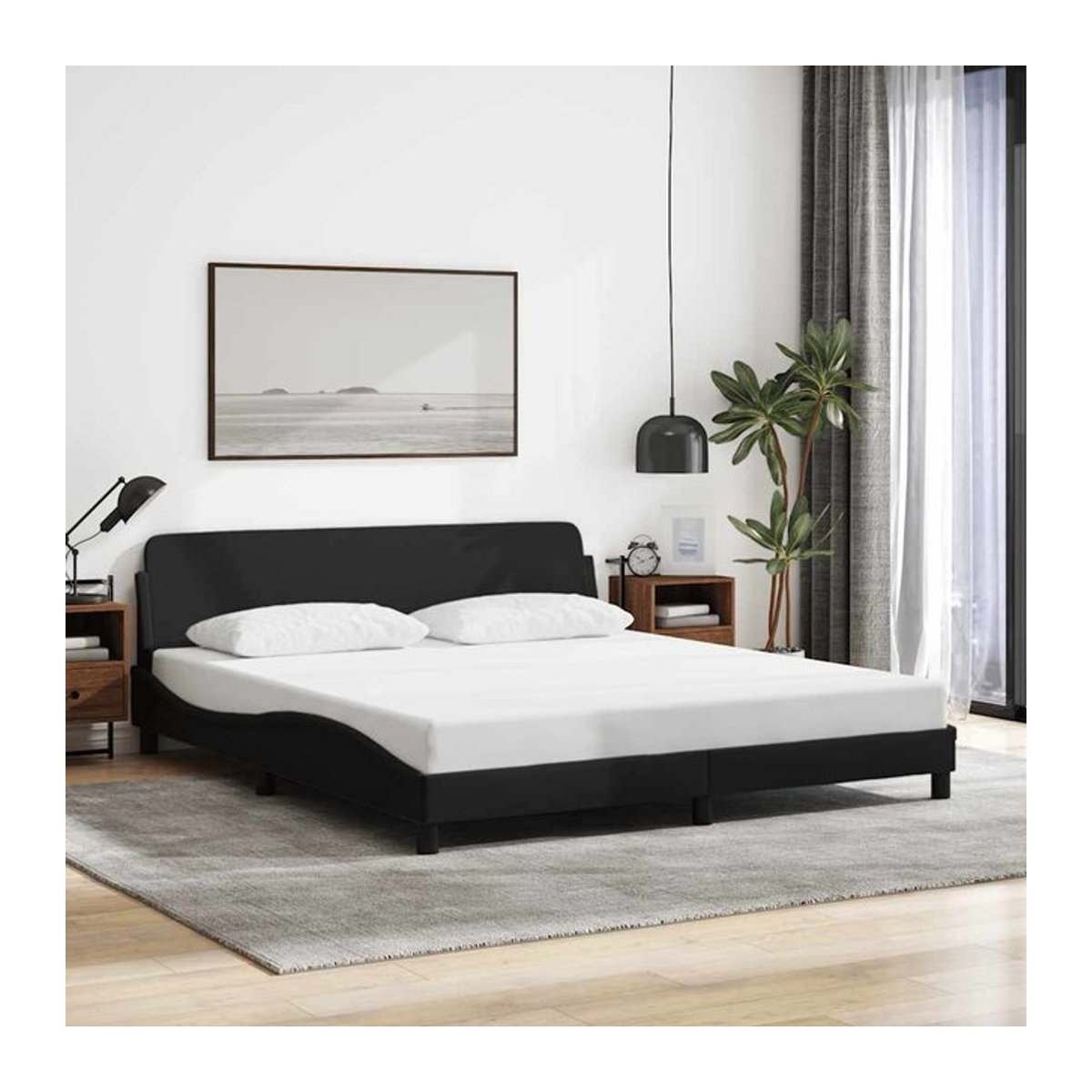 Vidaxl Polsterbett Modern in Schwarz, Stoffbezogen, B: 160 cm, L: 200 cm - Bild 1