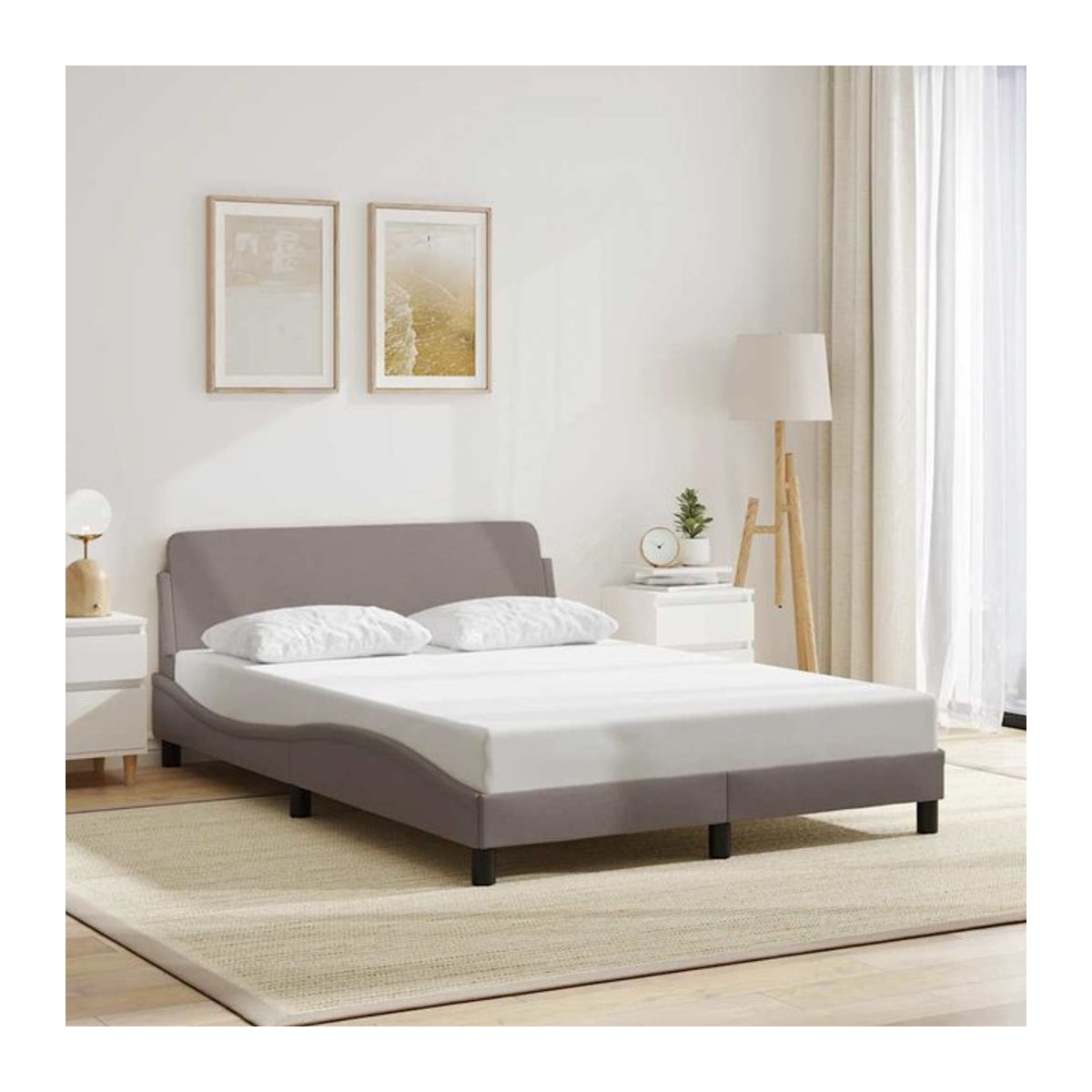 Vidaxl Polsterbett Modern in Taupe Meliert, B/T: 140 x 200 cm - Bild 1