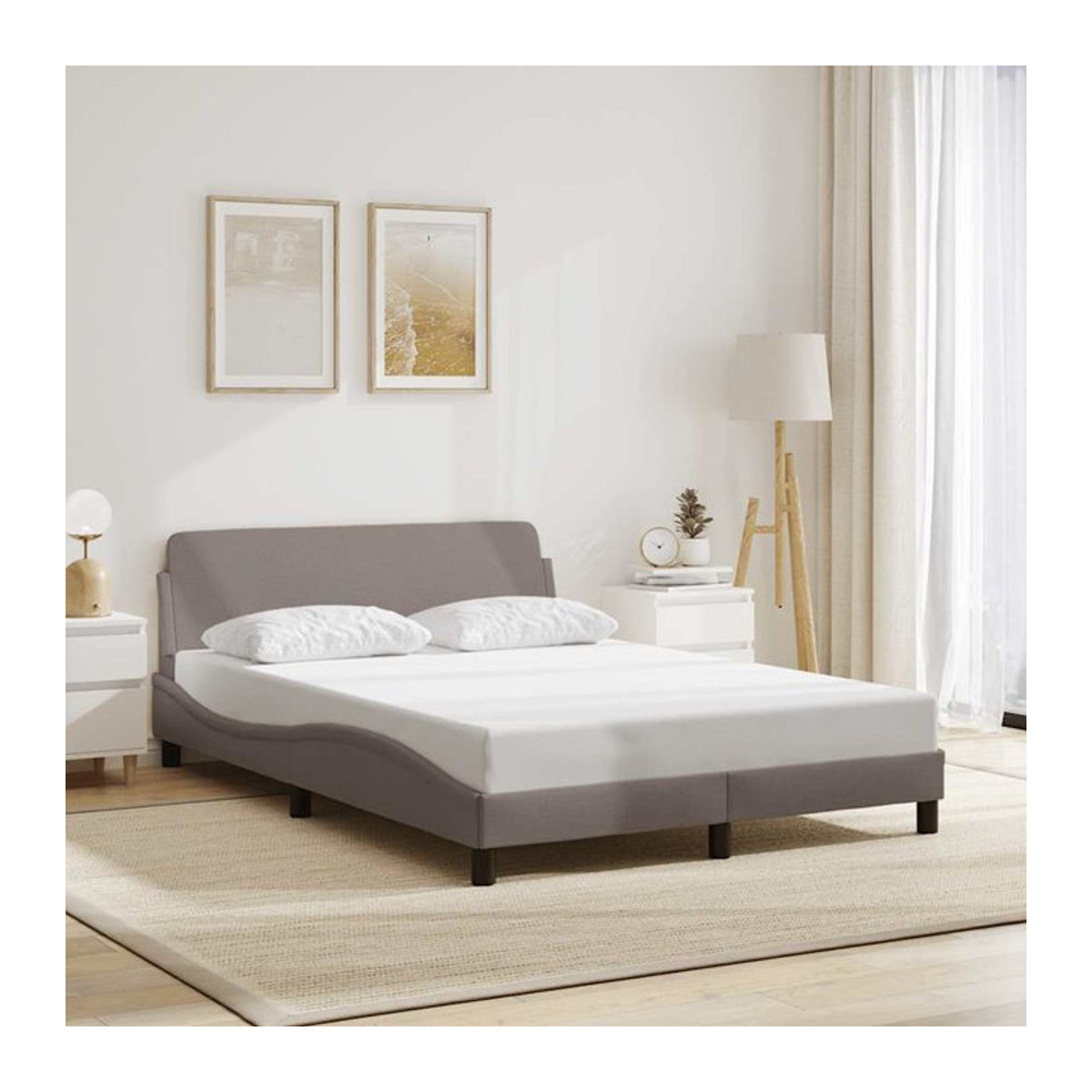 Vidaxl Polsterbett Modern in Taupe Meliert, Stoffbezogen, B/T/H: 120 x 200 cm - Bild 1