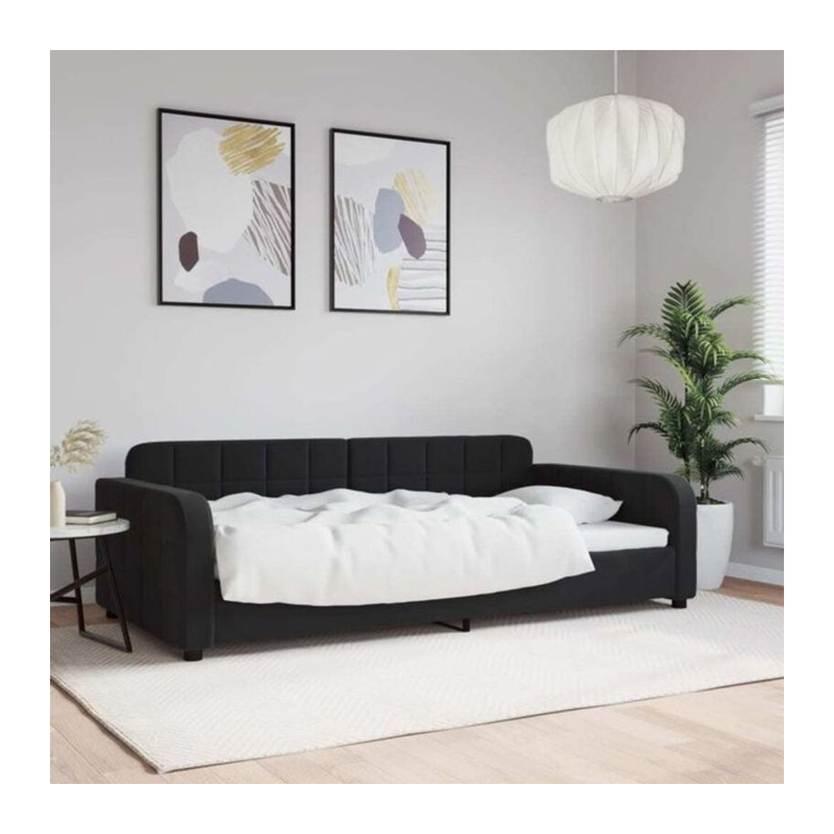 vidaxl Polsterbett Tagesbett aus Samt und Metall in Schwarz B/T/H: 200 x 100 x 71 cm - Bild 1