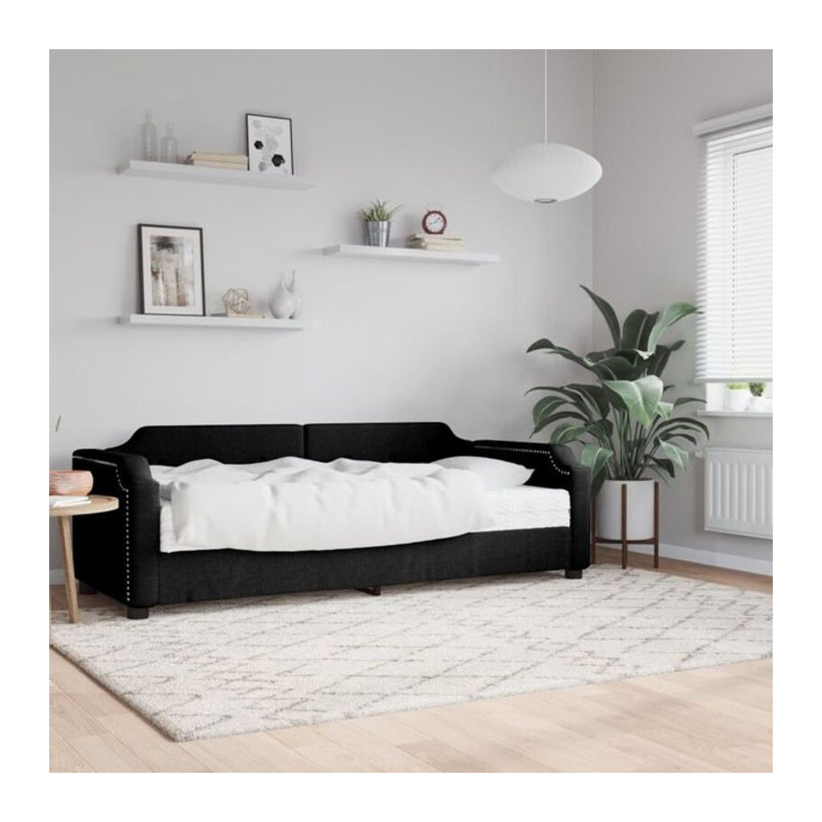 vidaxl Polsterbett Tagesbett mit Matratze aus Metall in Schwarz B/T/H: 200 x 100 x 66,5 cm - Bild 1
