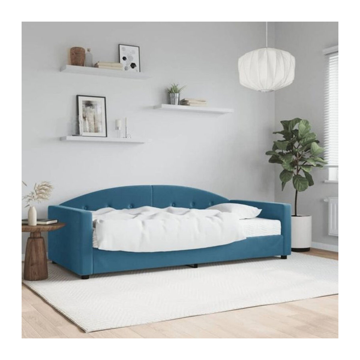 vidaxl Polsterbett Tagesbett mit Matratze aus Samt und Metall in Blau, Modernes Design, B/T/H: 200 x 90 x 0 cm - Bild 1