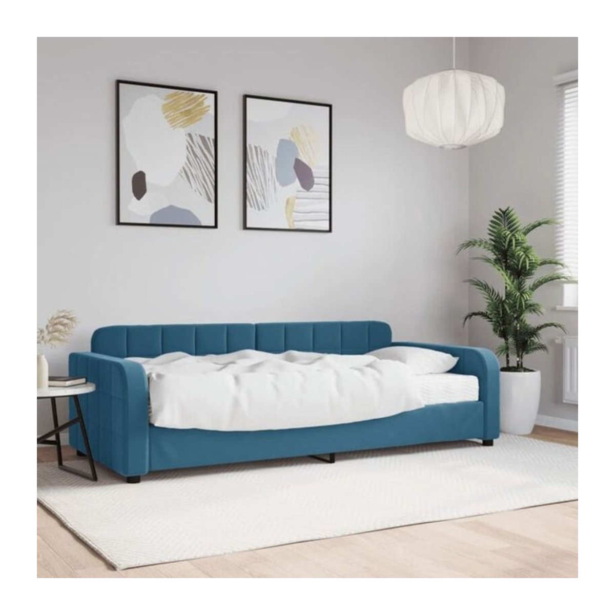 vidaxl Polsterbett Tagesbett mit Matratze aus Samt und Metall in Blau, Modernes Design, B/T/H: 200 x 90 x cm - Bild 1