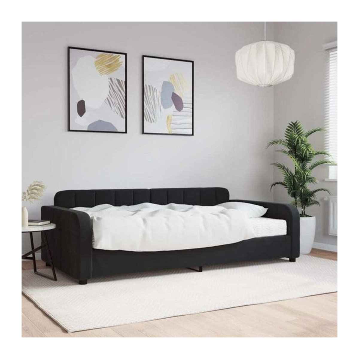 Vidaxl Polsterbett Tagesbett mit Matratze aus Samt und Metall in Schwarz, B/T: 100 x 200 cm - Bild 1