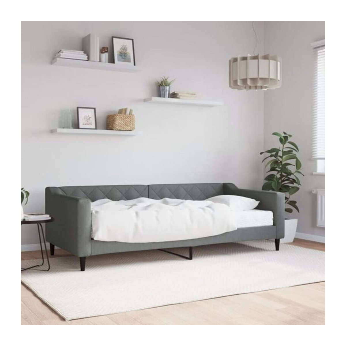 vidaxl Polsterbett Tagesbett mit Matratze aus Stoff und Metall in Anthrazit B/T/H: 200 x 90 x 90 cm - Bild 1